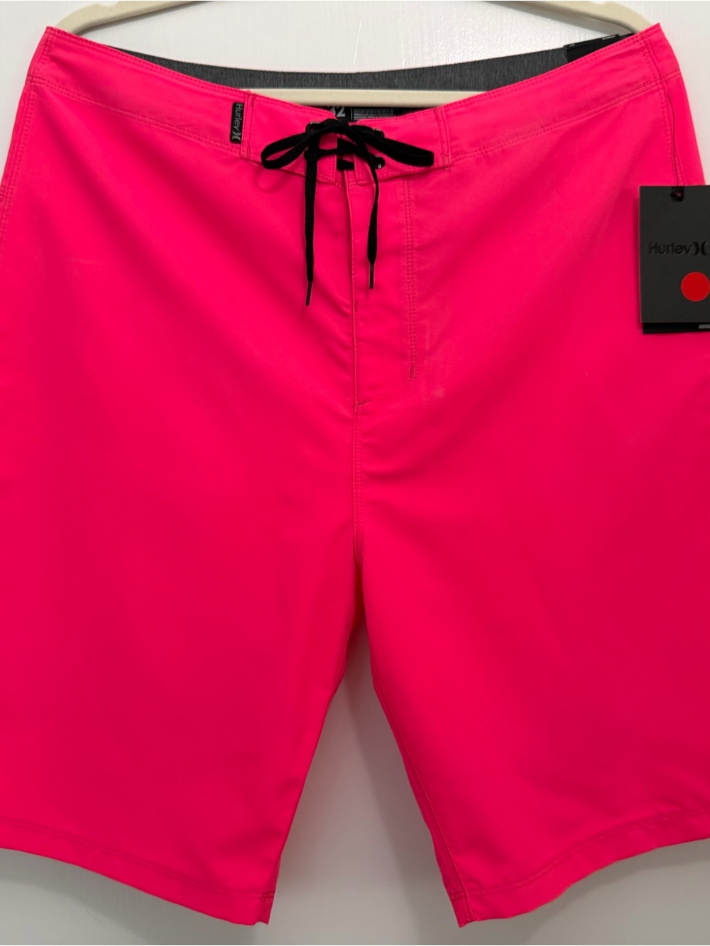 Hurley Men’s Neon Pink Board Shorts with Black Drawstring